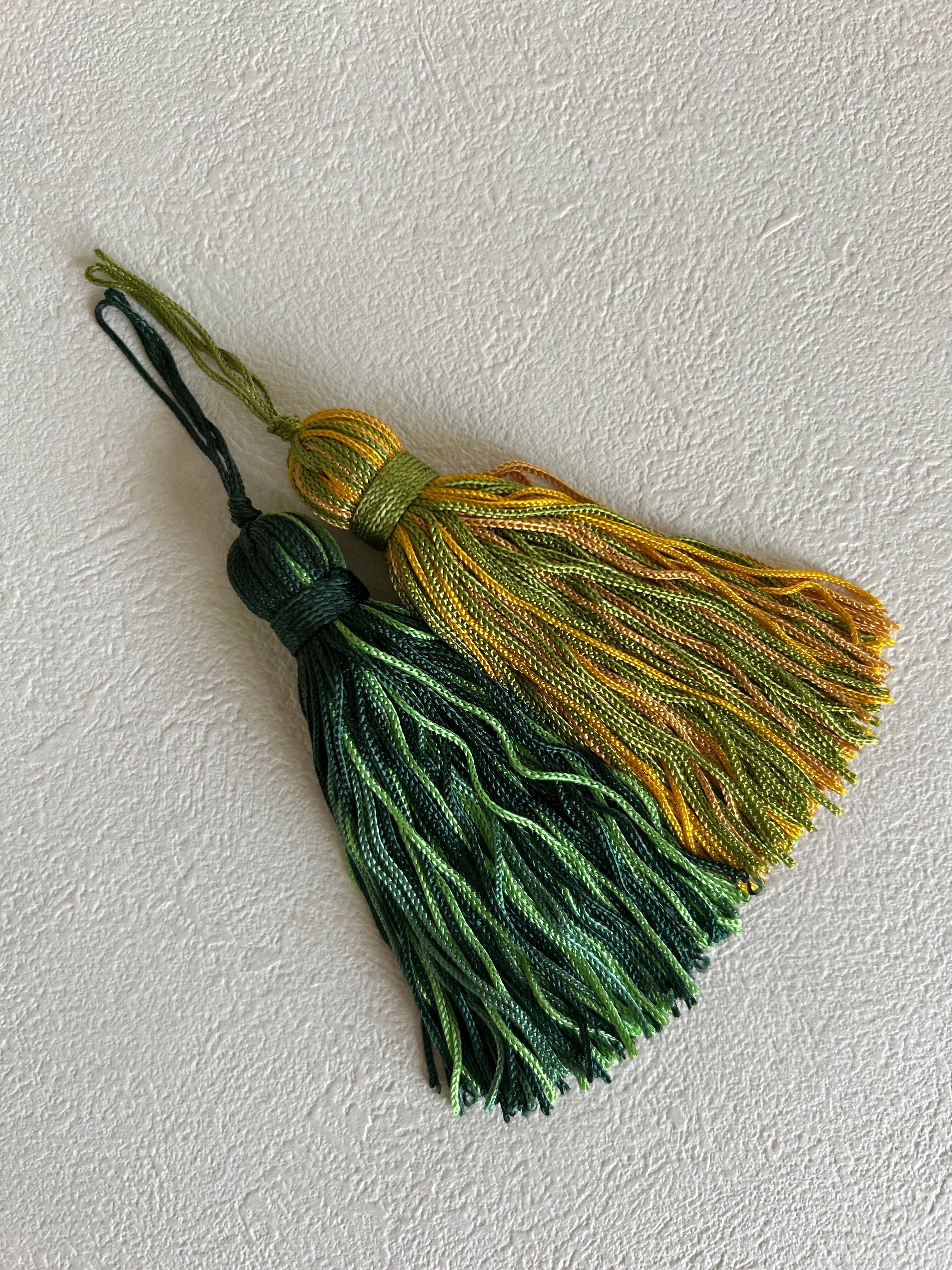 輸入デザインタッセル フランス リリアンタッセル グリーン×イエローグイーン/イエローグリーン×イエロー 9cm カルトナージュ アクセサリーパーツ