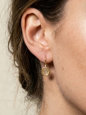 S925 ROUND STONE PIERCE -GOLD RUTILE QUARTZ-
