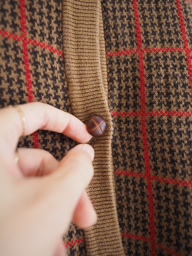 ~1990’s AUSTRALIA LIZSPORT Plaid Pattern Cotton Cardigan／L