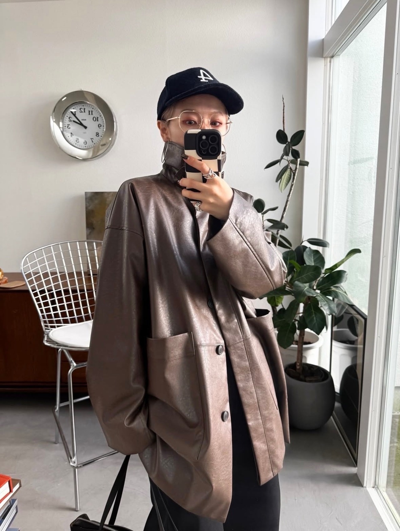 【受注予約1週間】レザーライクオーバーJK/ブラウン