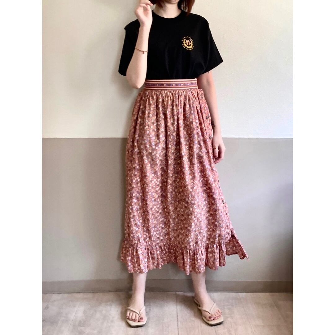 Side Button Tiered Floral Skirt made in Italy | Sugar Spun Sister