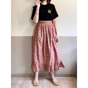 Side Button Tiered Floral Skirt made in Italy
