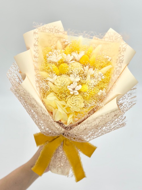 ドライフラワー花束(蜂蜜色)　□Мサイズ　【定番商品】 画像