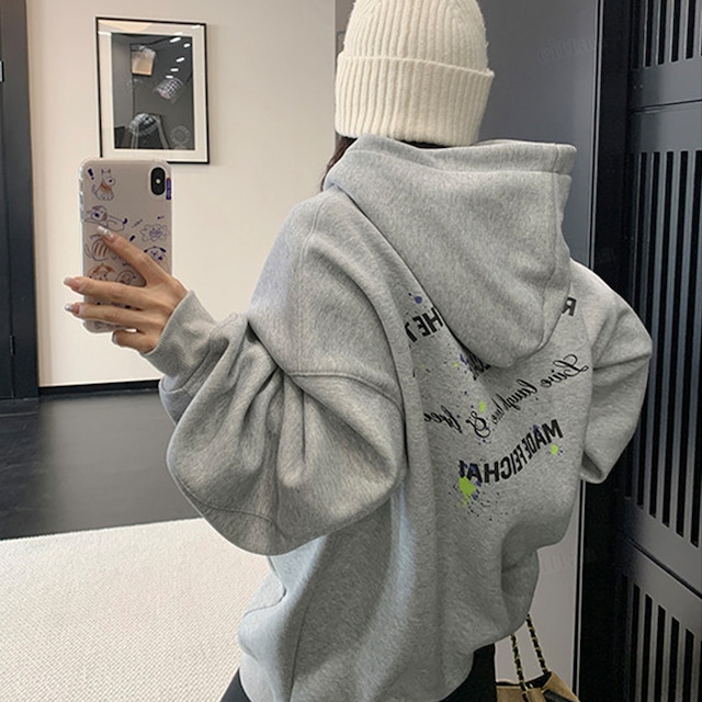 ★予約★D-833　2026新作♡RICECAKE刺繍ロゴストリートフーディー　グレー