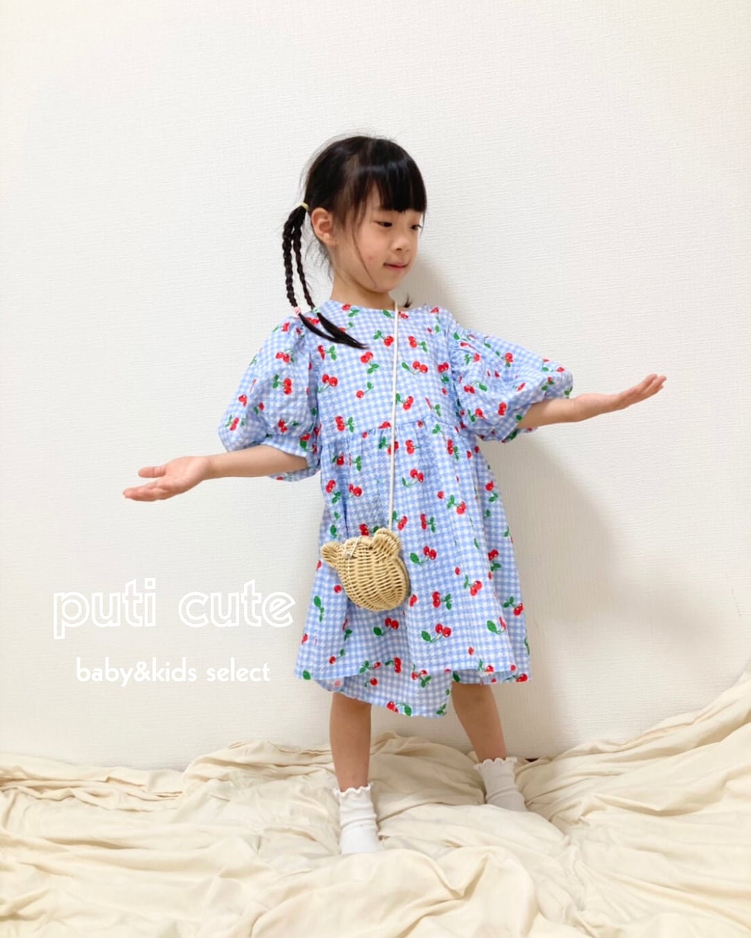 90・100 ꒰ 即納 ꒱ Cherry check set / BY MIMI ⸝⋆