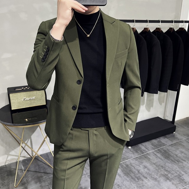 スリム　カジュアルスーツ　ツーピース　１０カラー　A1766