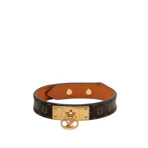 ルイ ヴィトン モノグラム ブラスレ ロゴマニア ブレスレット M4150F ブラウン PVC レザー レディース LOUIS VUITTON 【中古】