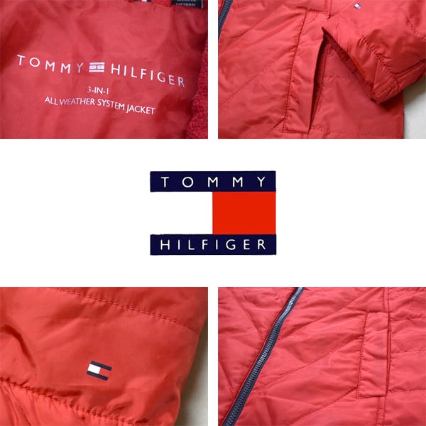 1点物◇トミーヒルフィガーTOMMY赤ダウンジャケットUSA古着Mレディース