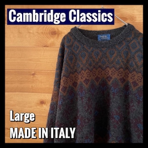 【Cambridge Classics】イタリア製 柄ニット セーター 総柄 アクリル ウール アメリカ古着