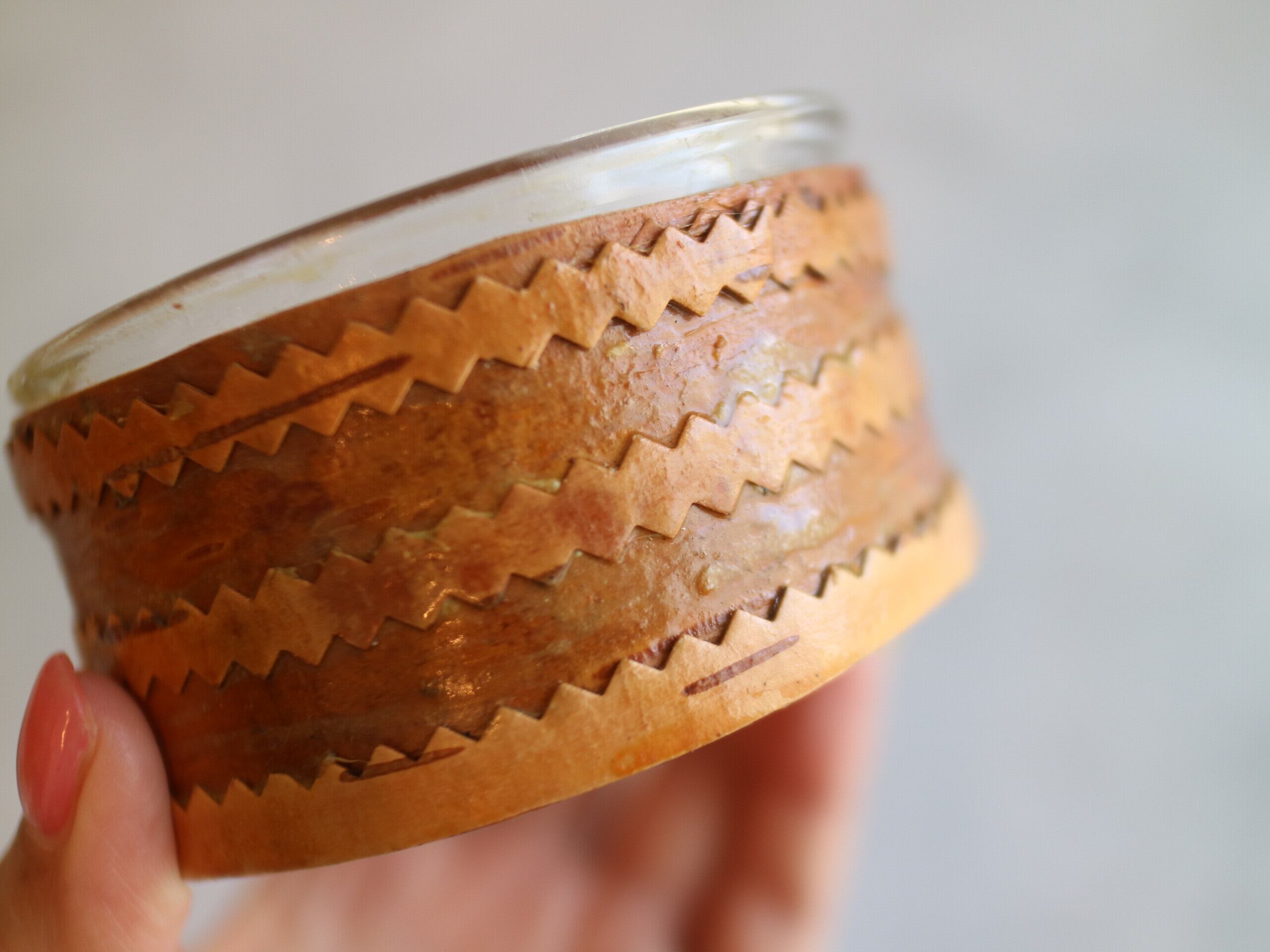 【北欧ヴィンテージ】白樺の筒形キャニスター スウェーデンの工芸品/ハンドクラフトの白樺のキャニスター（小