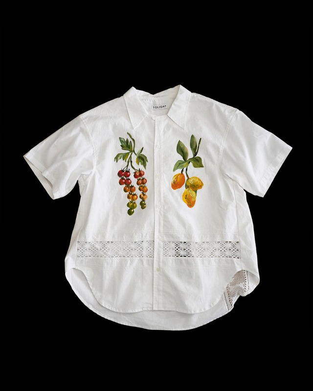 lace open collar shirt tomato