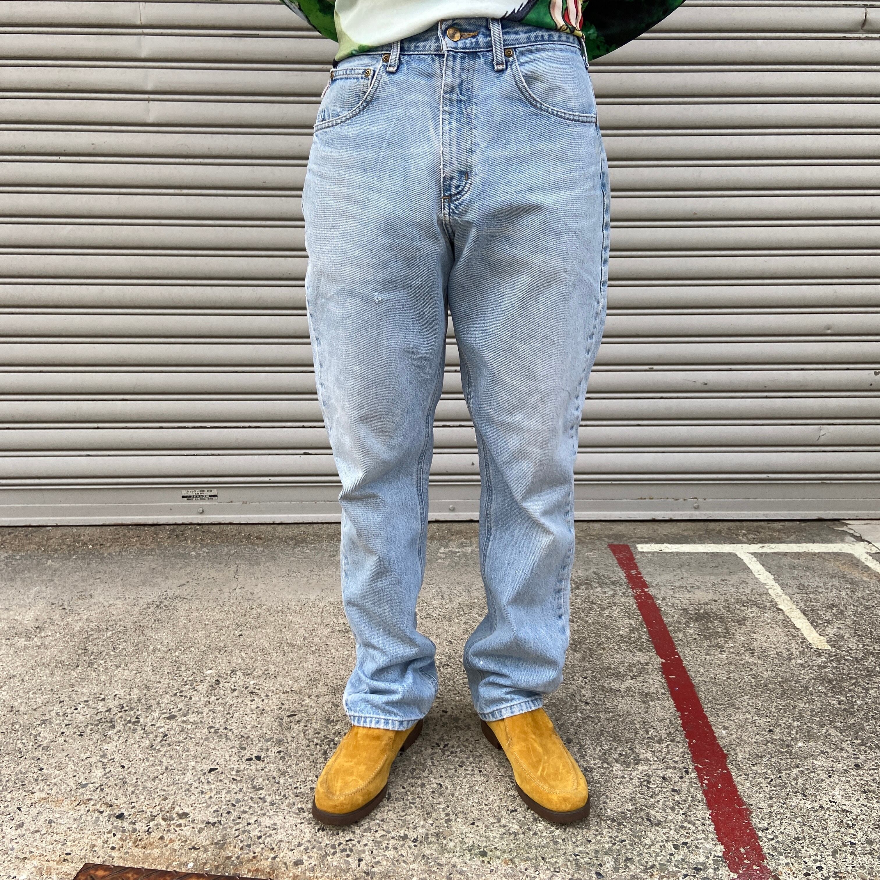 送料無料』90s carhartt ブルーデニムパンツ w32 ストレート レザー ...