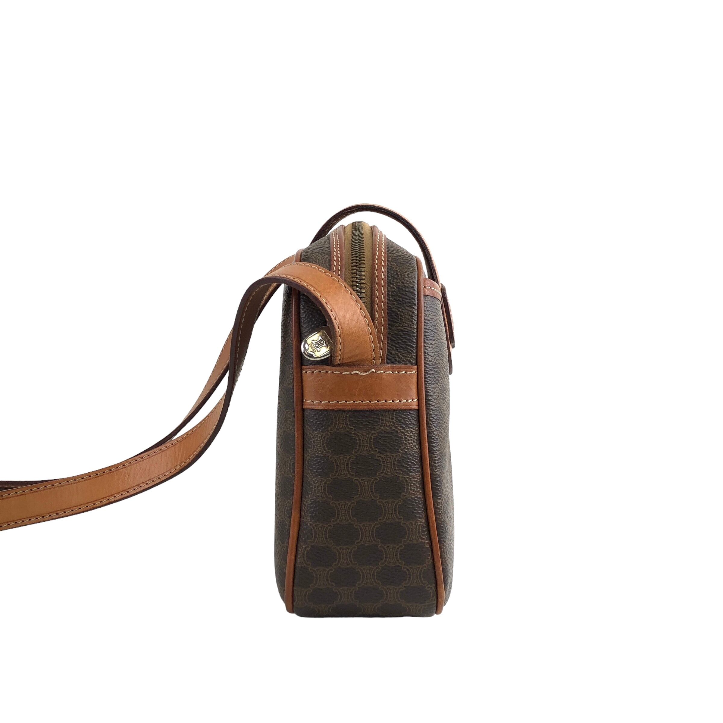 CELINE セリーヌ マカダム ショルダーバッグ ブラウン ブラゾン型押し