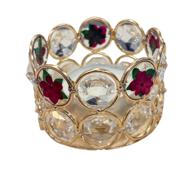 【ジュエルフラワーキャンドルホルダー】 キャンドル付き