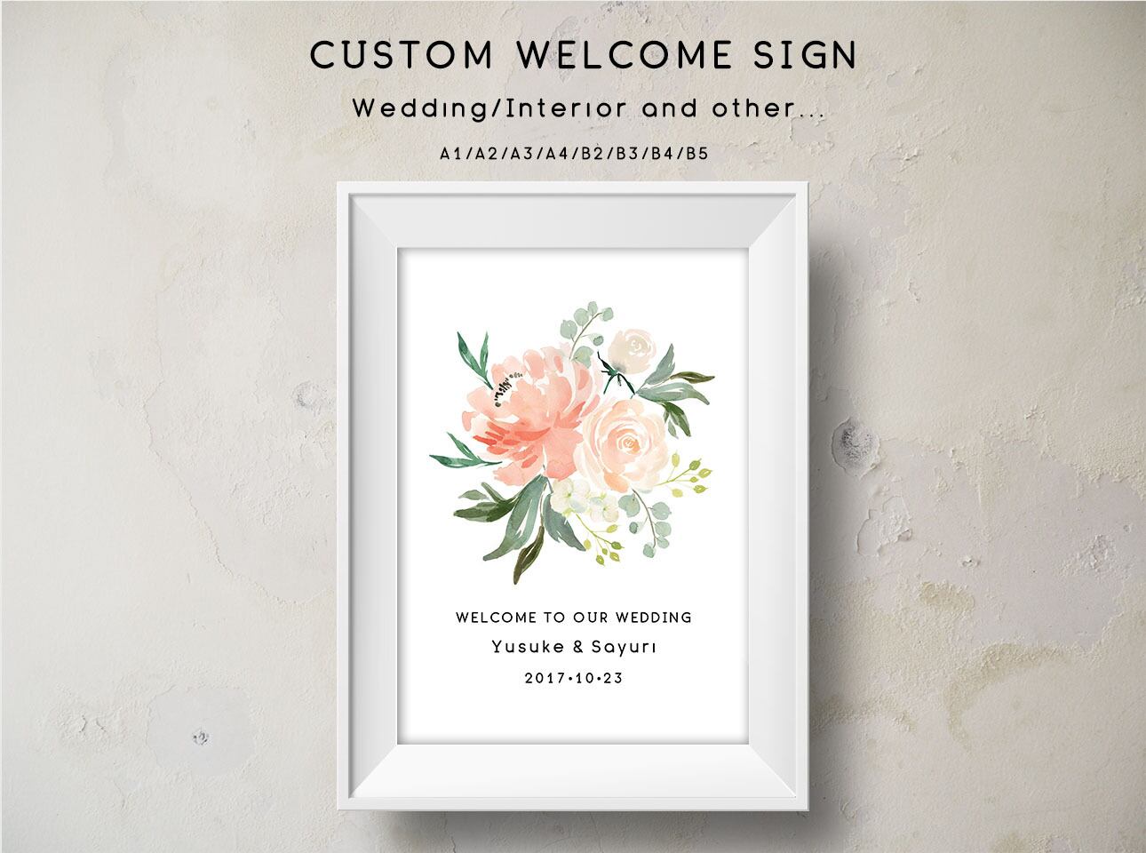 【ピーチクリーム】シンプルウェルカムボードシリーズ