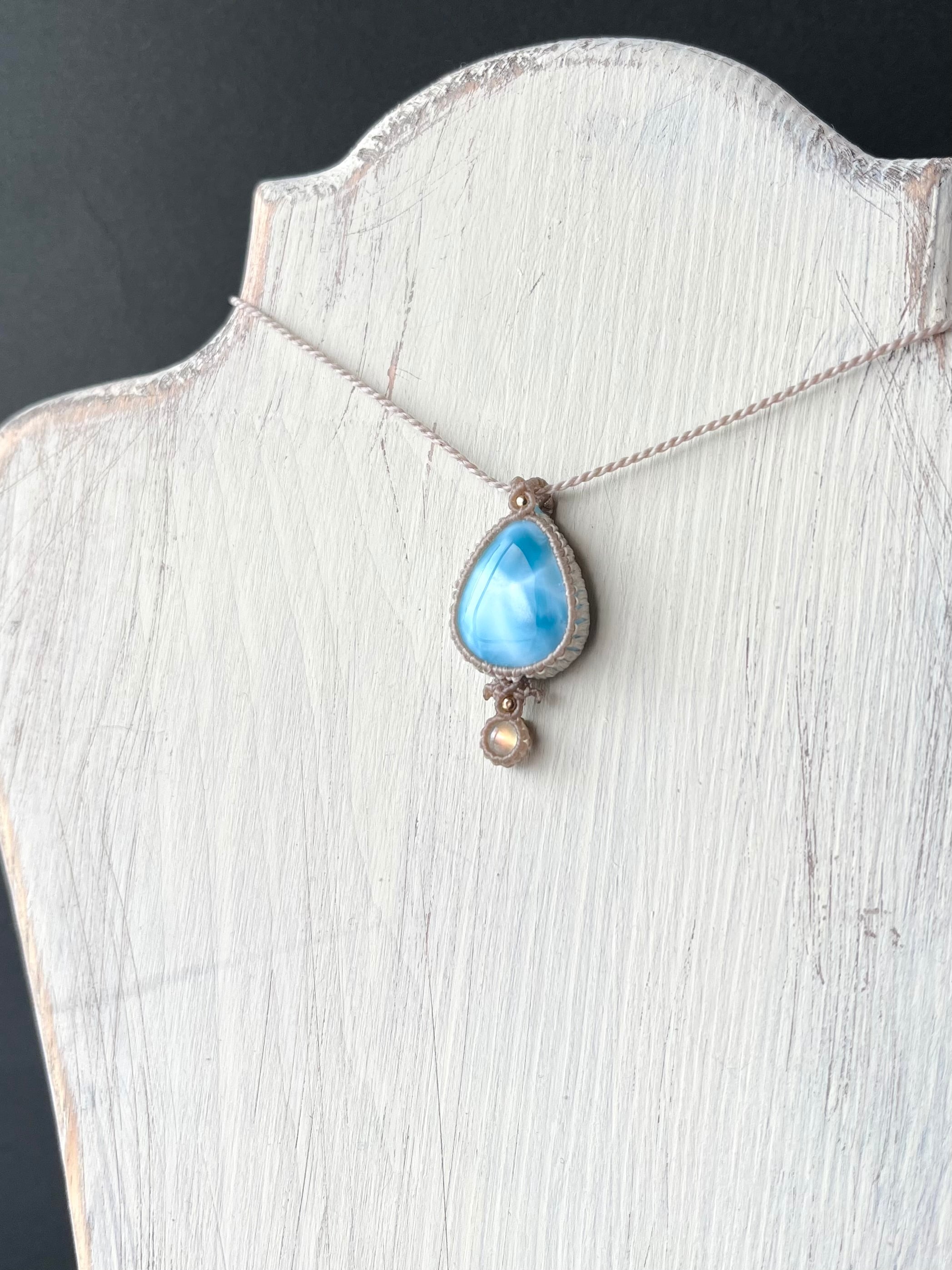 ラリマー＆アンデシンラブラドライト【2粒シリーズ】マクラメ