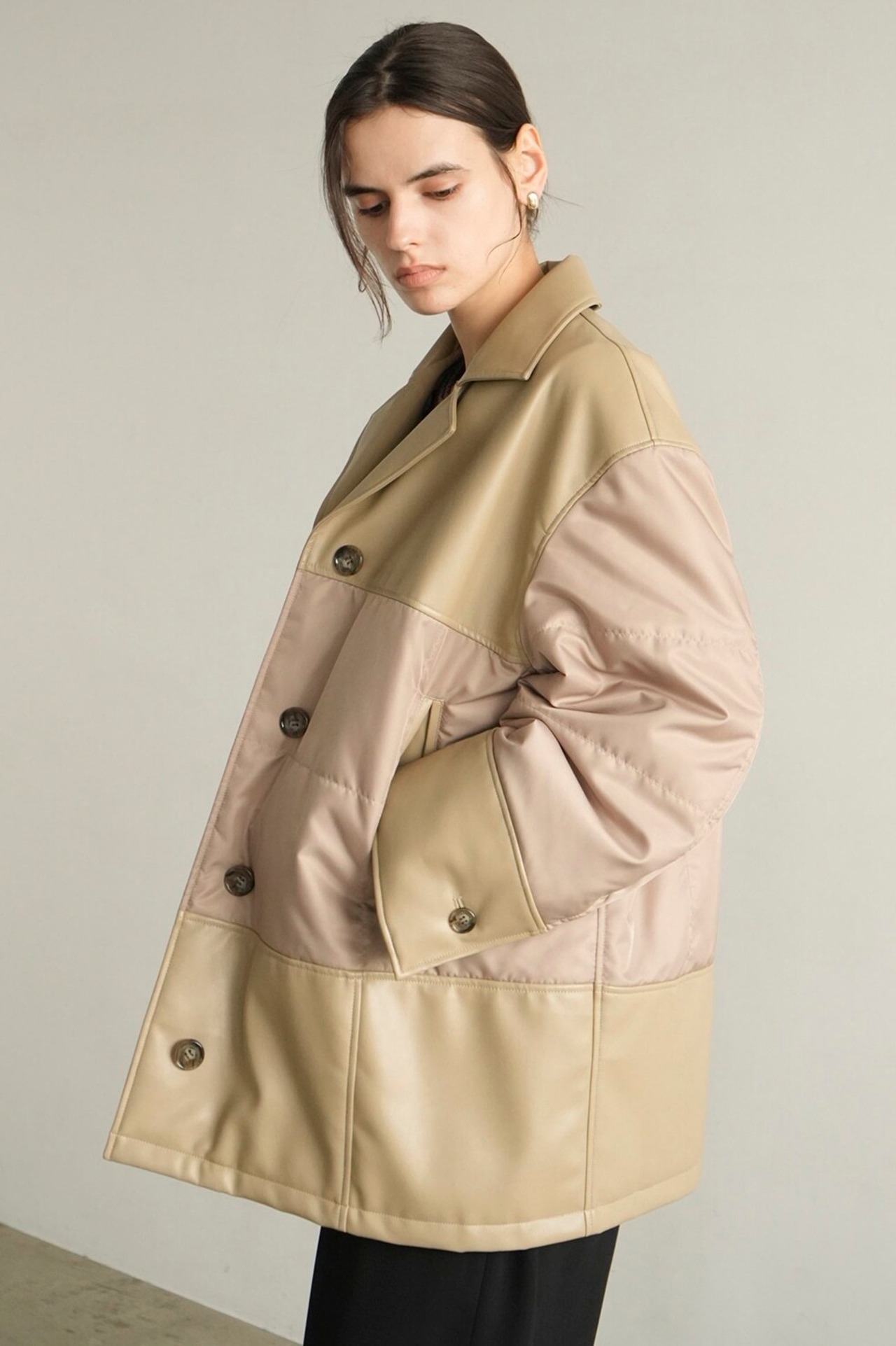 CLANE VEGAN LEATHER SWITCHING OVER JACKET