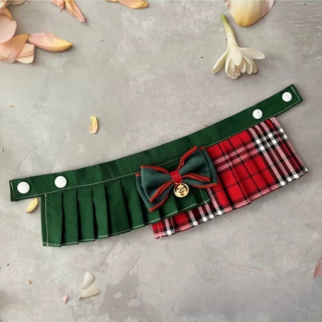 ランダムチェックのケープ　犬服　00517