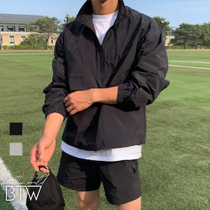 【韓国メンズファッション】ウィンドブレーカー×ショートパンツ セットアップ サマージャケット シンプル ユニセックス BW2203