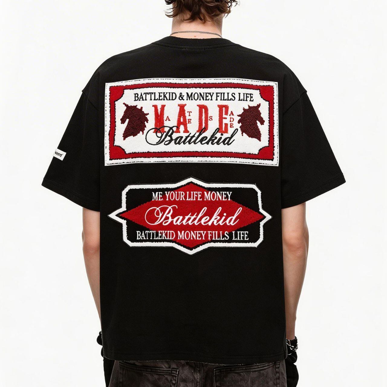 ダブルバックモチーフクルーネックTシャツ 3col   A00100