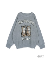 COOLA MADE®エンブロイダリーCATニットTOPS (GRAY) CQ-47117