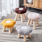 スツール ロータイプ 高さ22cm ８色展開  花型 ブルー グレー ソファスツール 椅子 ファッションソファスツール コーヒーテーブル ホーム 小さなスツール ロースツール 木製 ラムスキン
