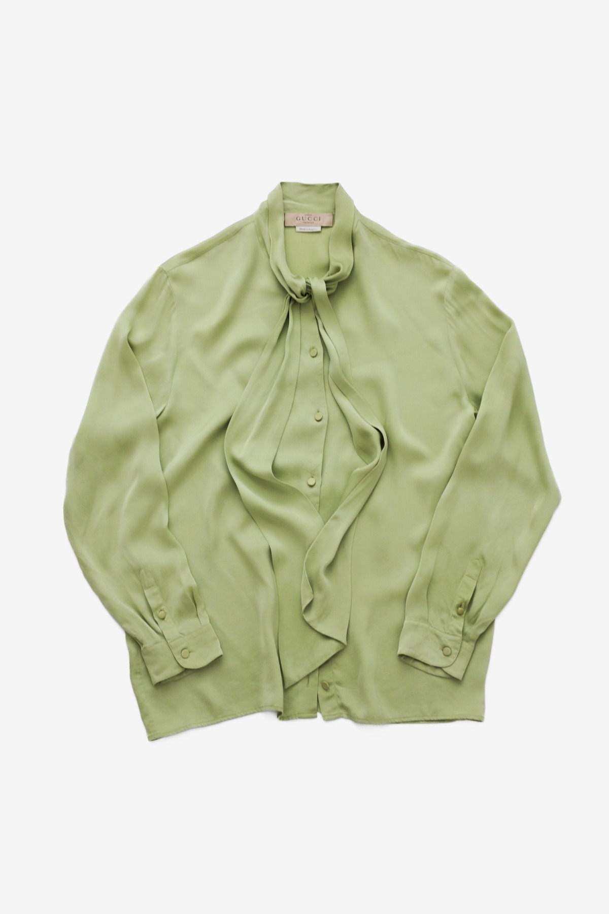94-04] “GUCCI” Silk Tie-Neck Uniform Blouse（Designe by Tom Ford 