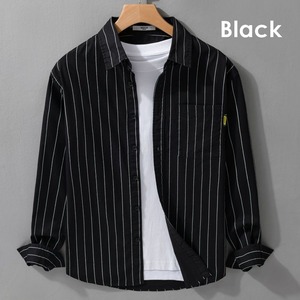 【M-3XL】Pinstripe Long Sleeve Shirt / ピン ストライプ 長袖 シャツ