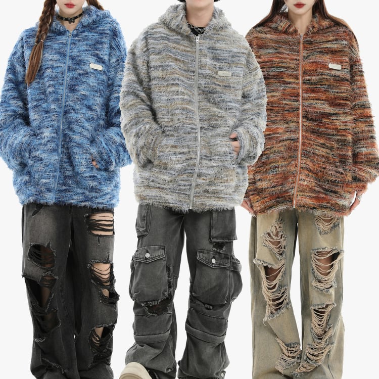 フェザーニット ジップフーディ ◆3col L00451