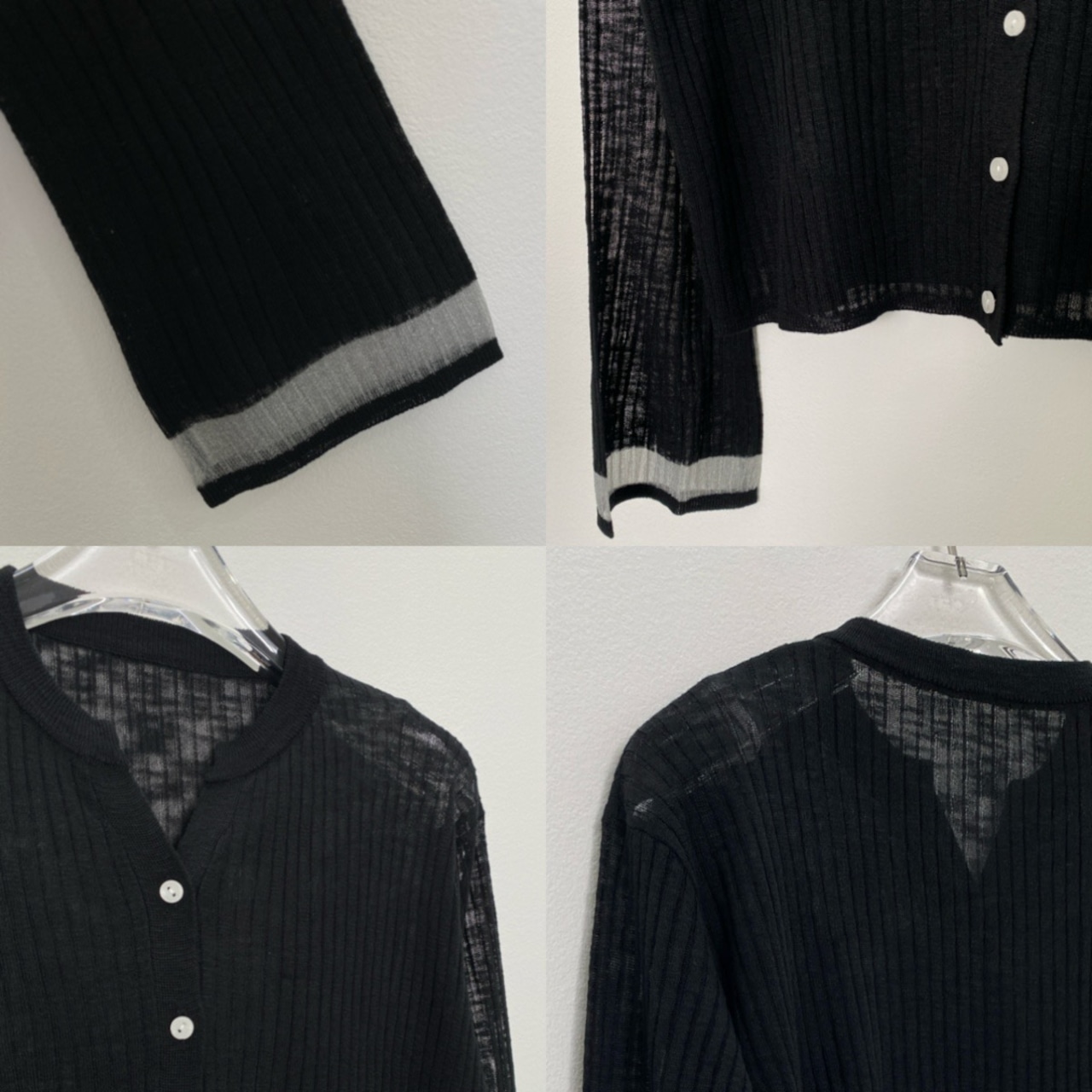 フレアスリーブシアーニットCD/ブラック