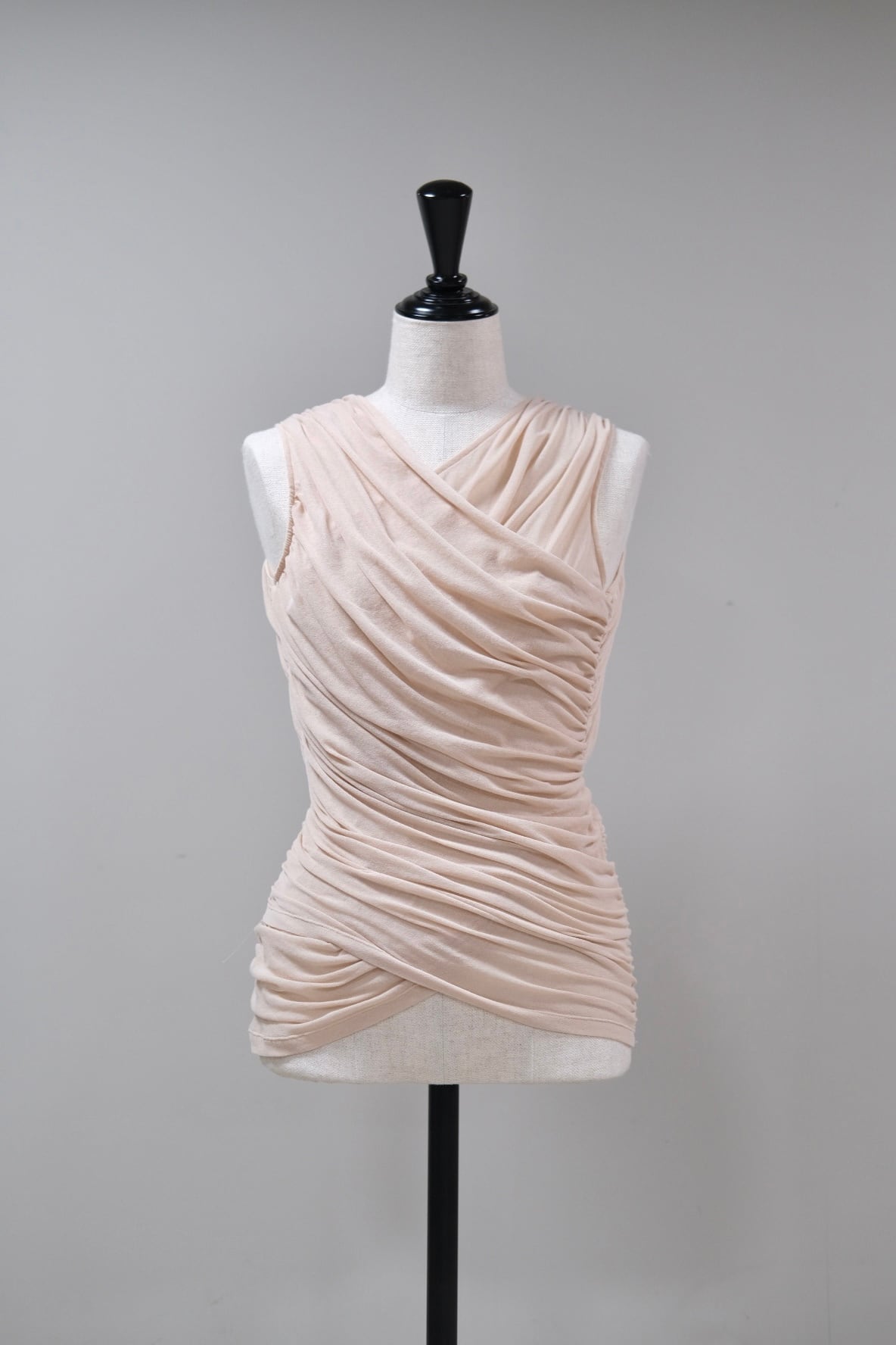 FETICO】SHEER GATHERED SLEEVELESS TOP -Beige- | loop