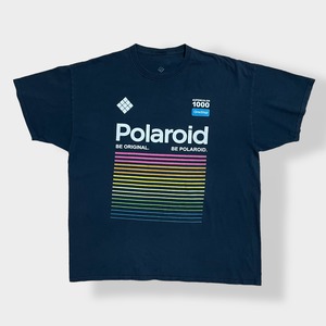 【DIFUZED】2X ビッグサイズ 企業系 ポラロイド Polaroid プリント ロゴ Tシャツ カラフル 半袖 黒 US古着