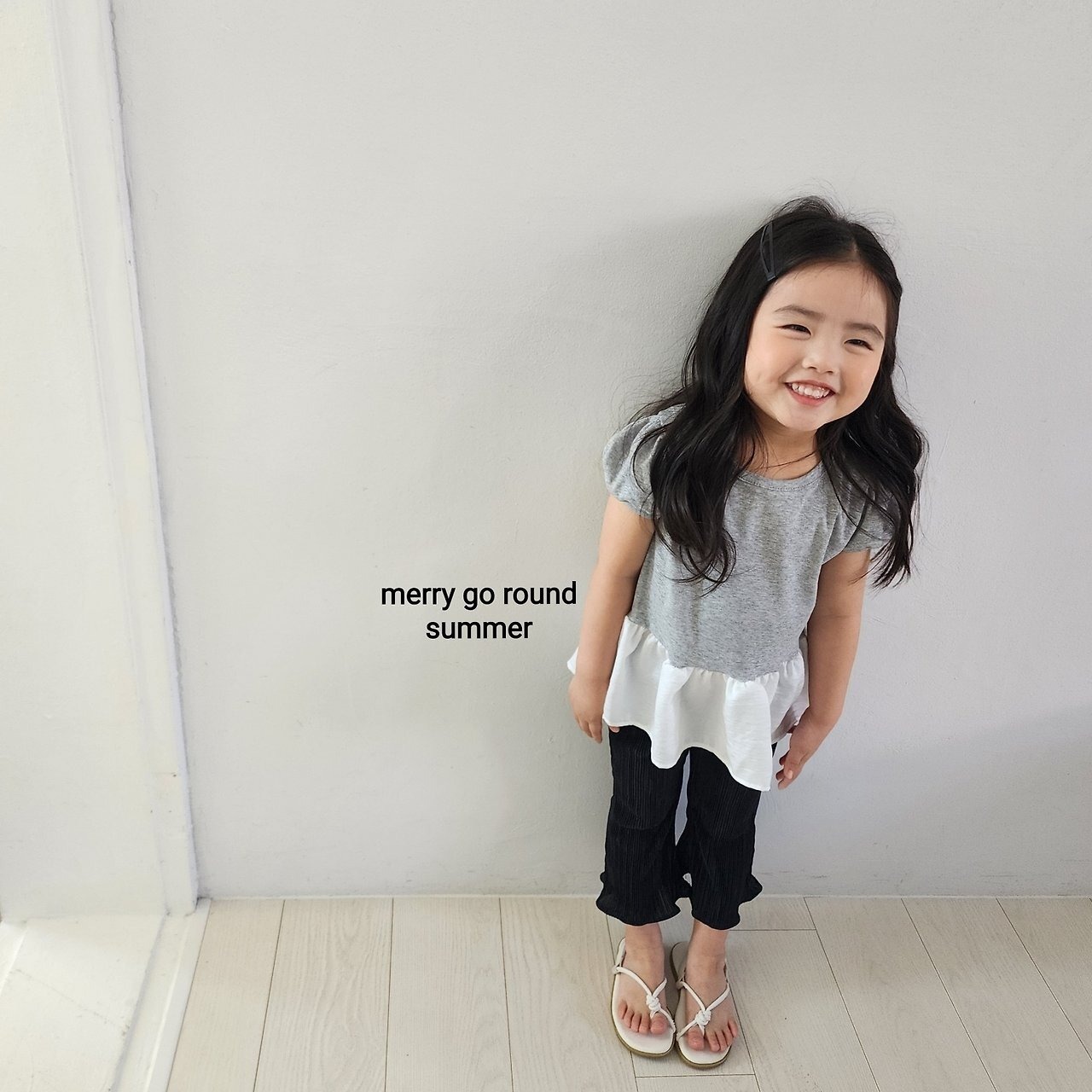 cream XS［即納］satin fril puff tee / merry go round 26summer