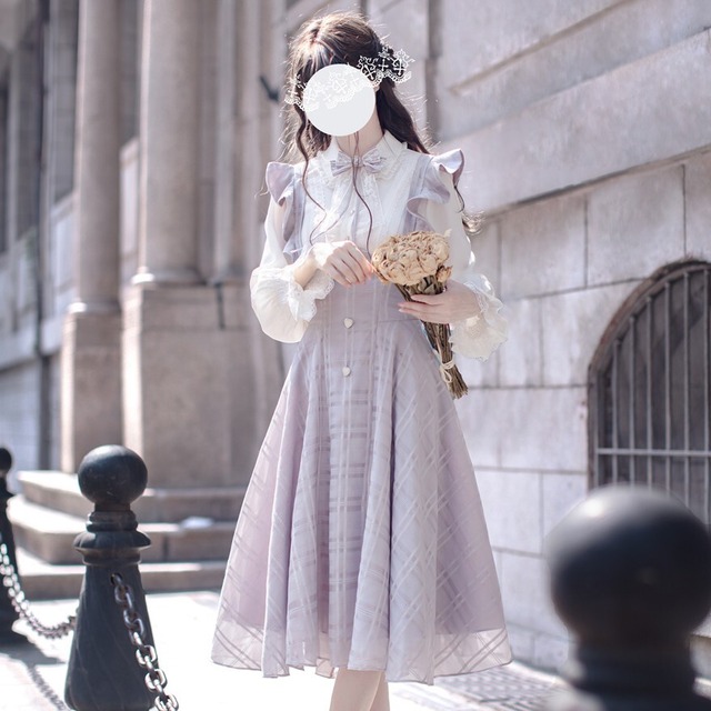 ロリータ クラロリ ジャンパースカート 控えめ お嬢様風 胡桃木