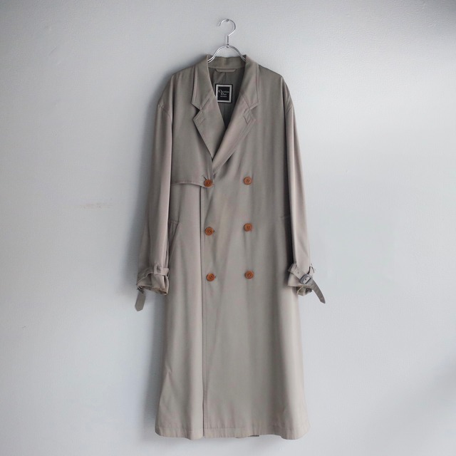 【VINTAGE】"Christian Dior" 80’s~ Silk Double Breasted Trench Coat FULL-SET