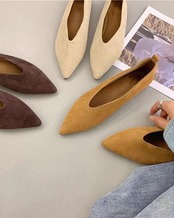 Suede pointed toe Pumps　T20219