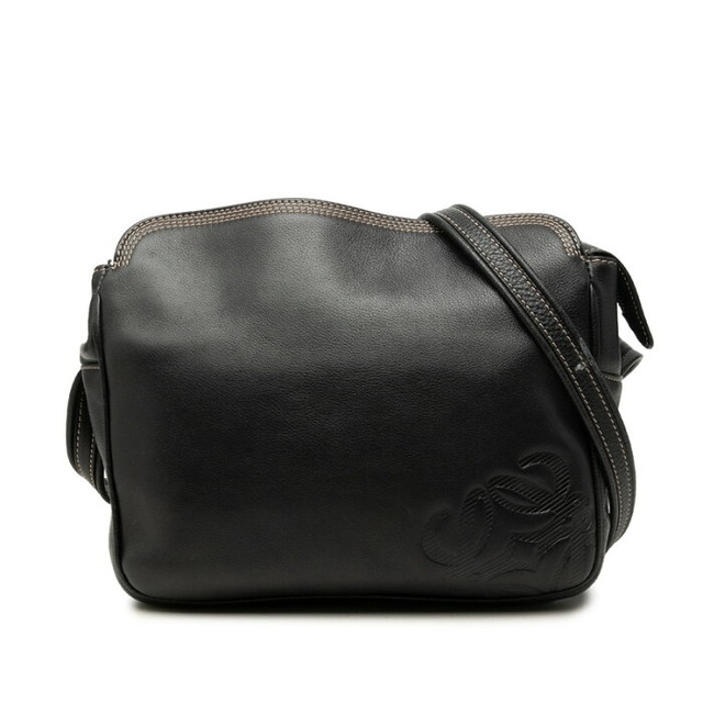 ロエベ アナグラム 斜め掛け ショルダーバッグ ブラック レザー レディース LOEWE 中古