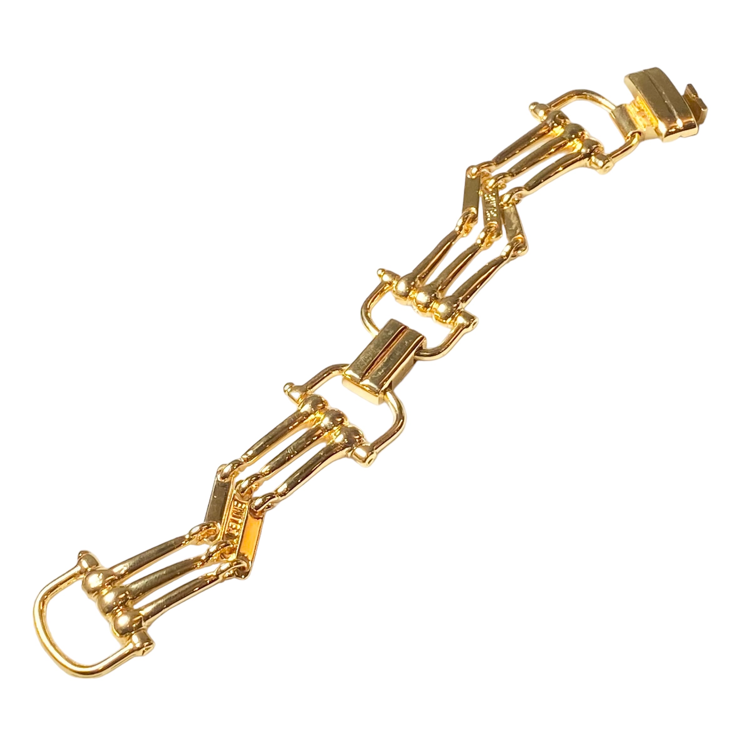 vintage CELINE gold color metal horse bit bracelet | NOIR ONLINE