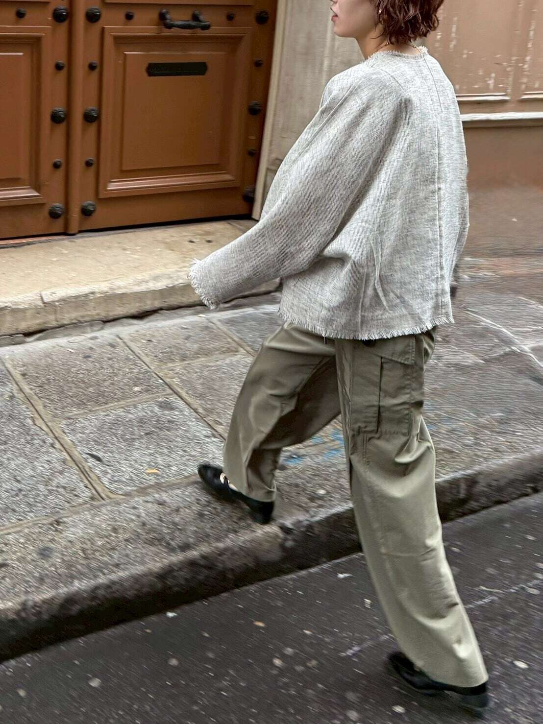 cafune:】mesh tweed no collar jacket | LASHIC