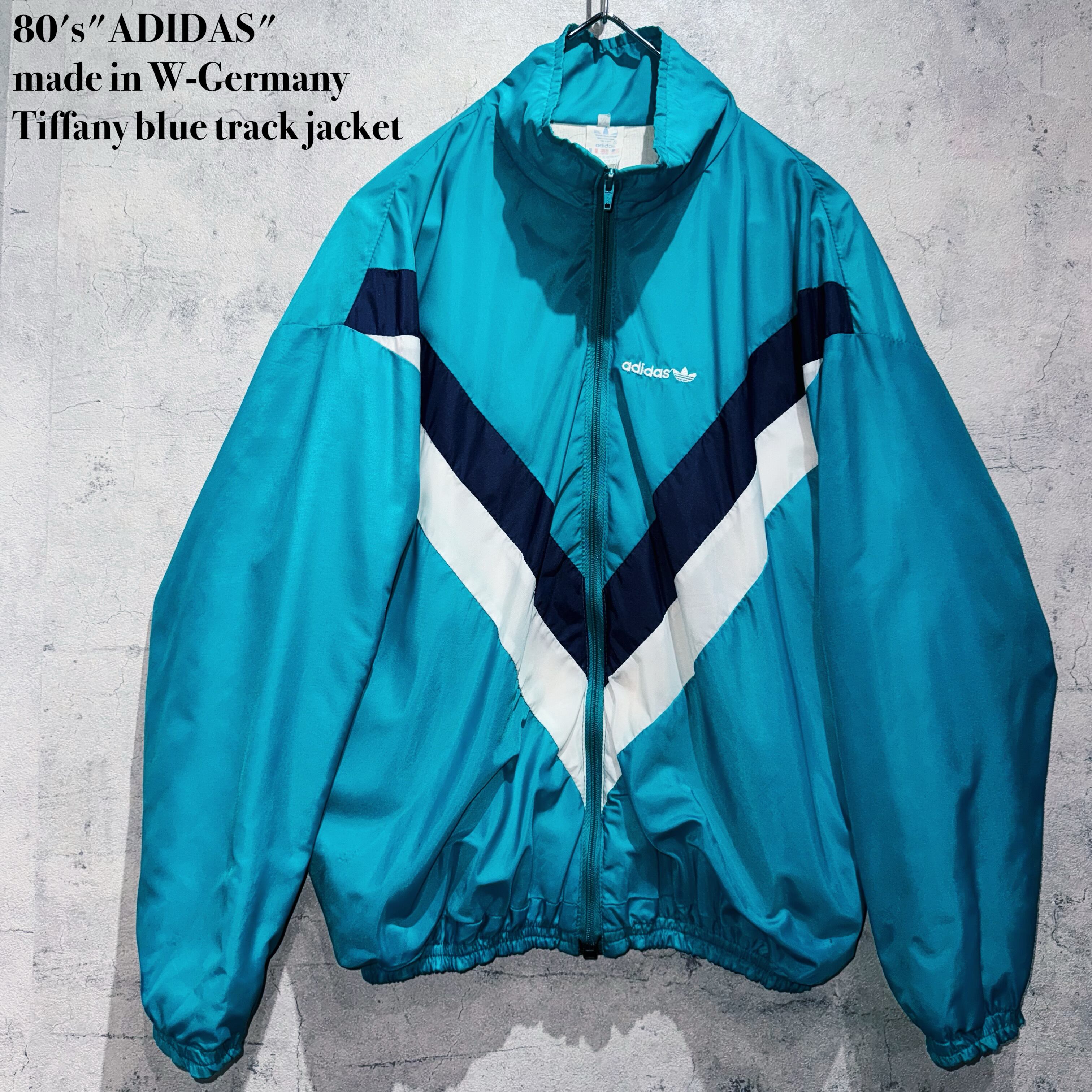 80's"ADIDAS"made in W-Germany Tiffany blue track jacket