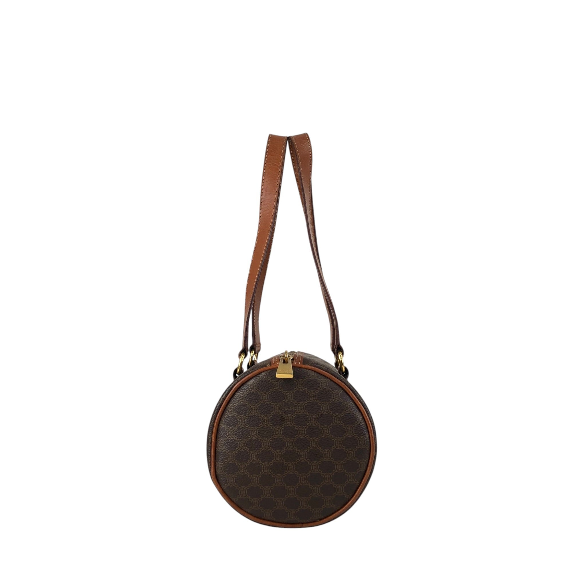 オールド セリーヌ Cマカダム 馬車 ミニボストンバッグ ハンドバッグ CELINE セリーヌ マカダム ハンドバッグ ブラウン ブラゾン型押し PVC