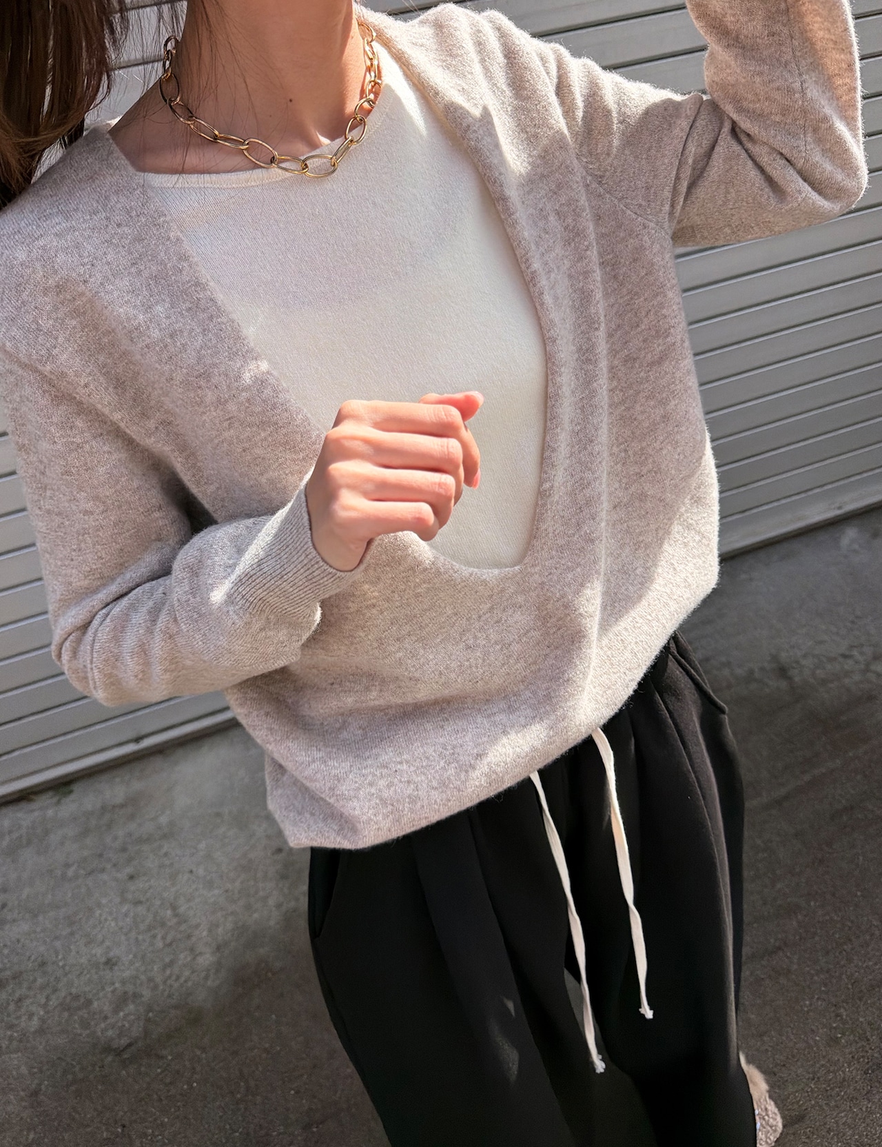 【新作5%OFF・3日間】Wool&Cashmere Layered Knit_3colors