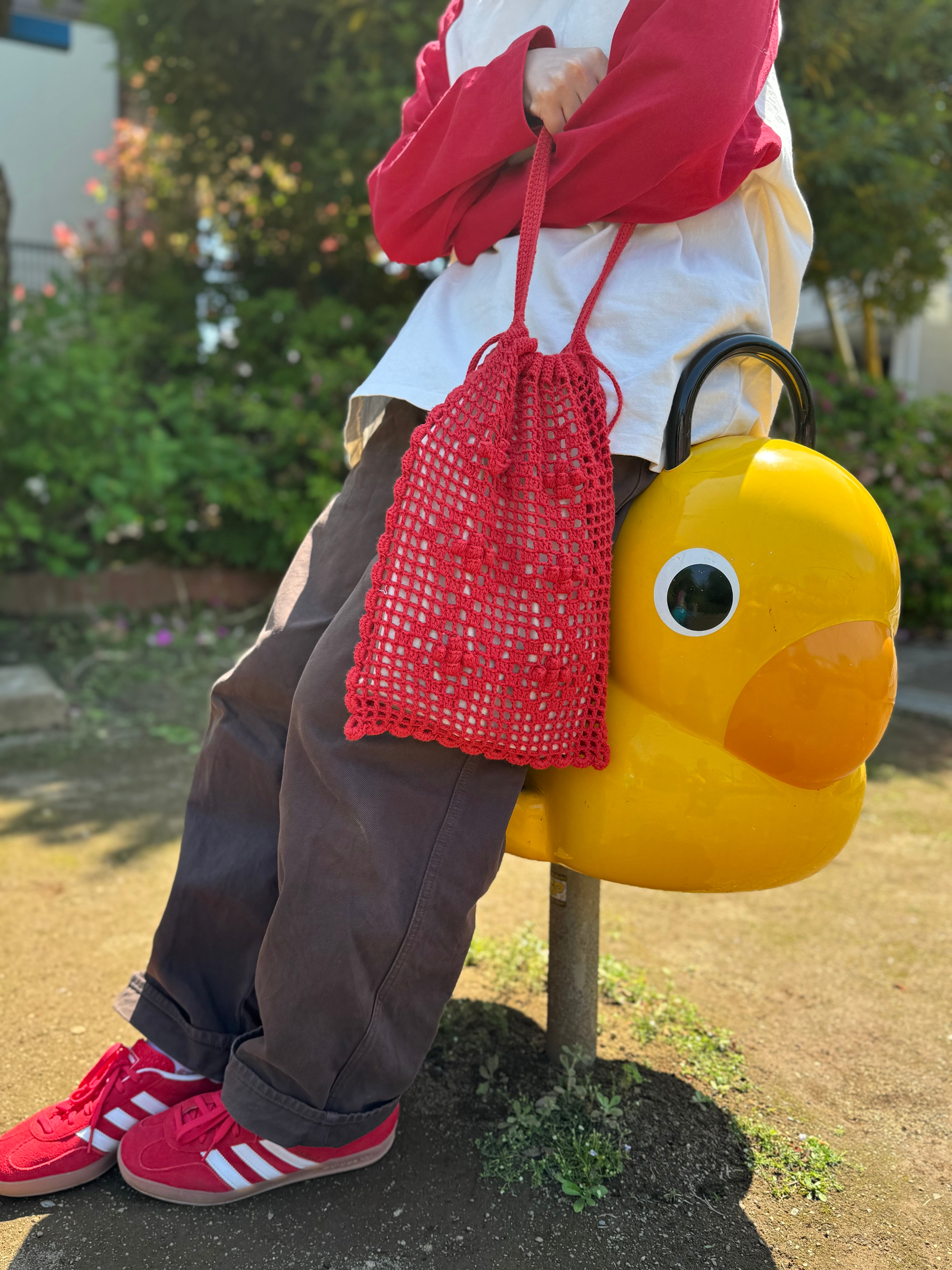 格子柄とスカラップの巾着トート｜大瀧理保子 さんコラボキット
