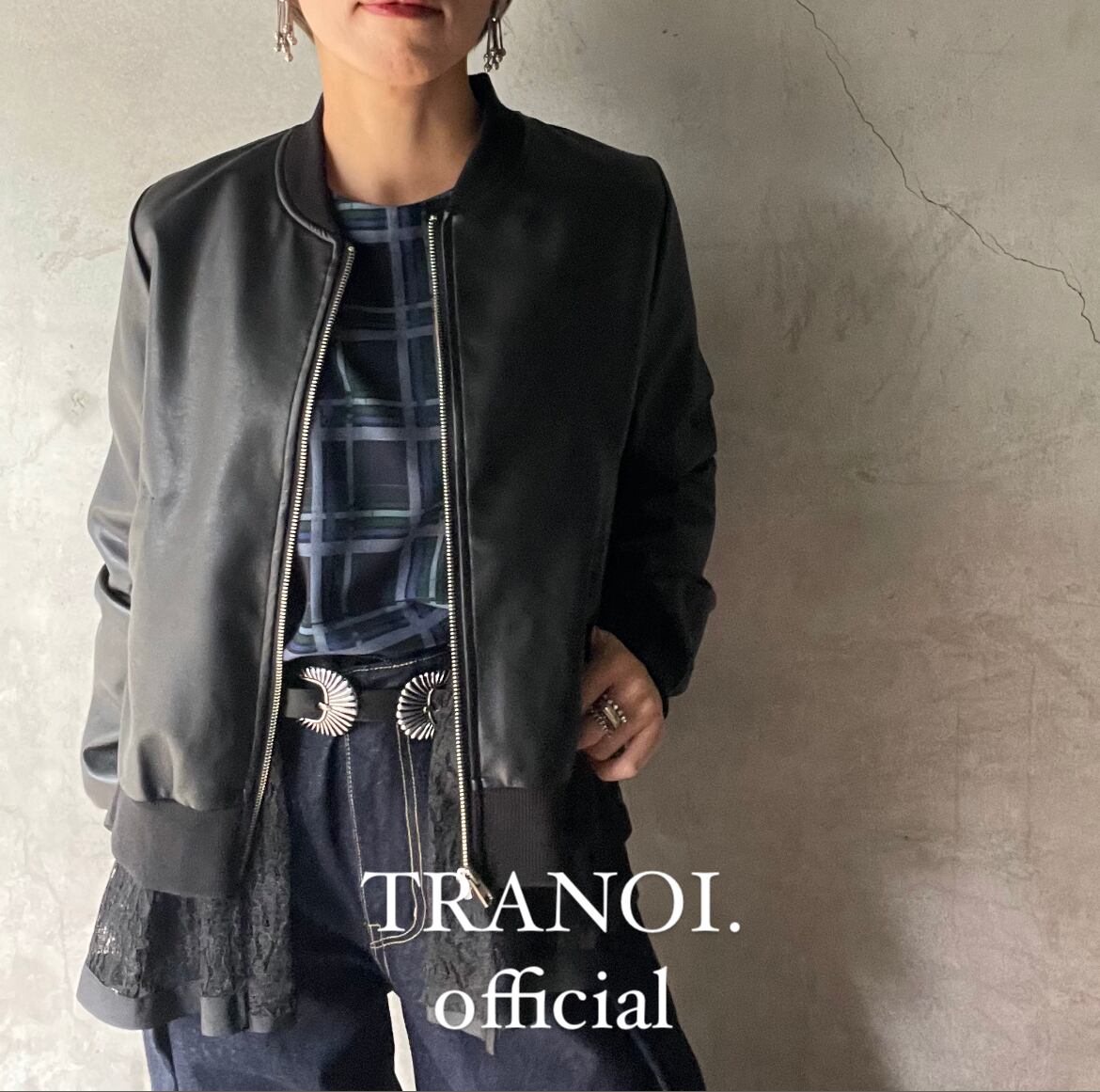 プレミアムエコレザーレースライナーブルゾン | TRANOI.offical STORE