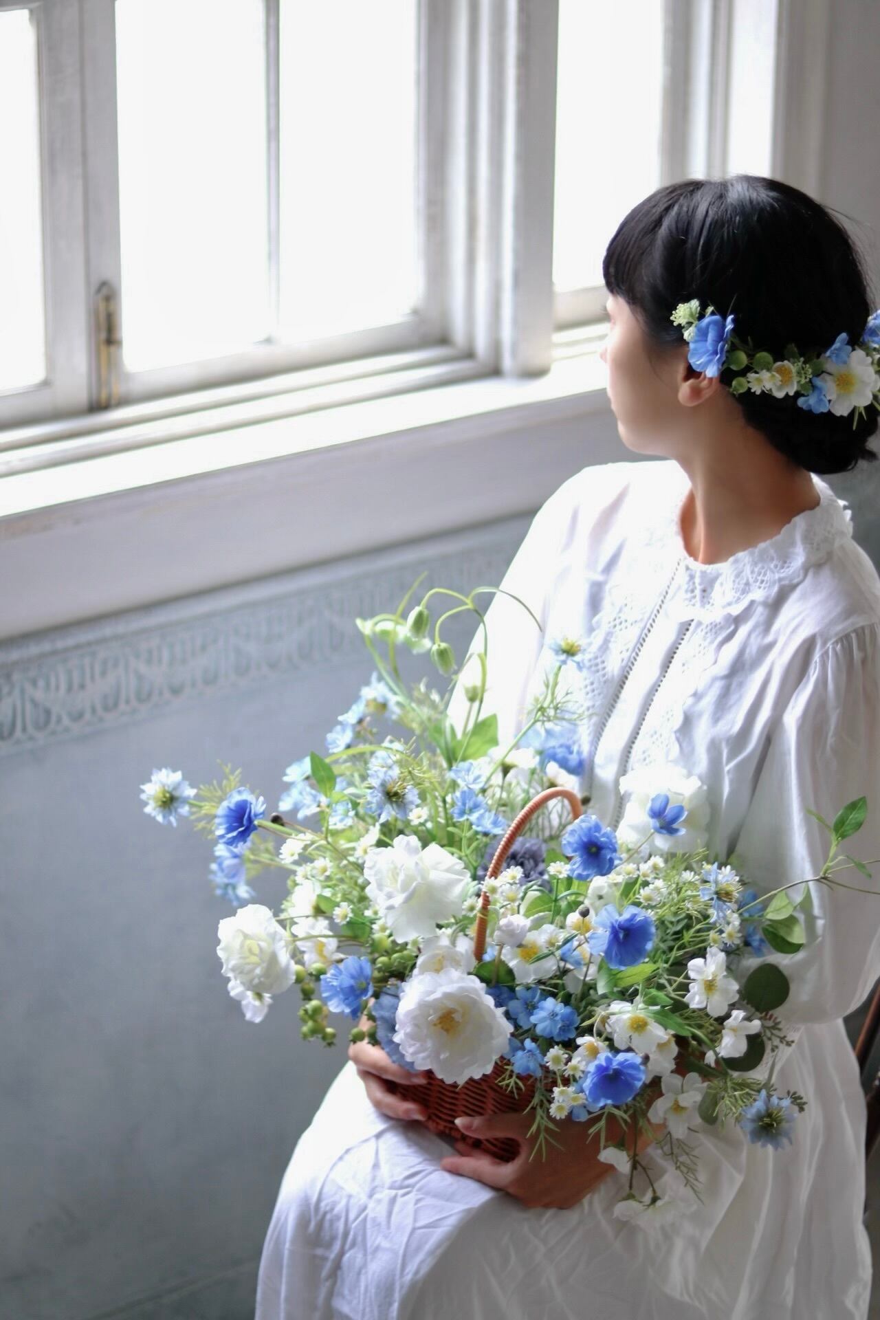 完成品販売ブーケ ］Azul Blue Basket Bouquet | お花のアトリエ