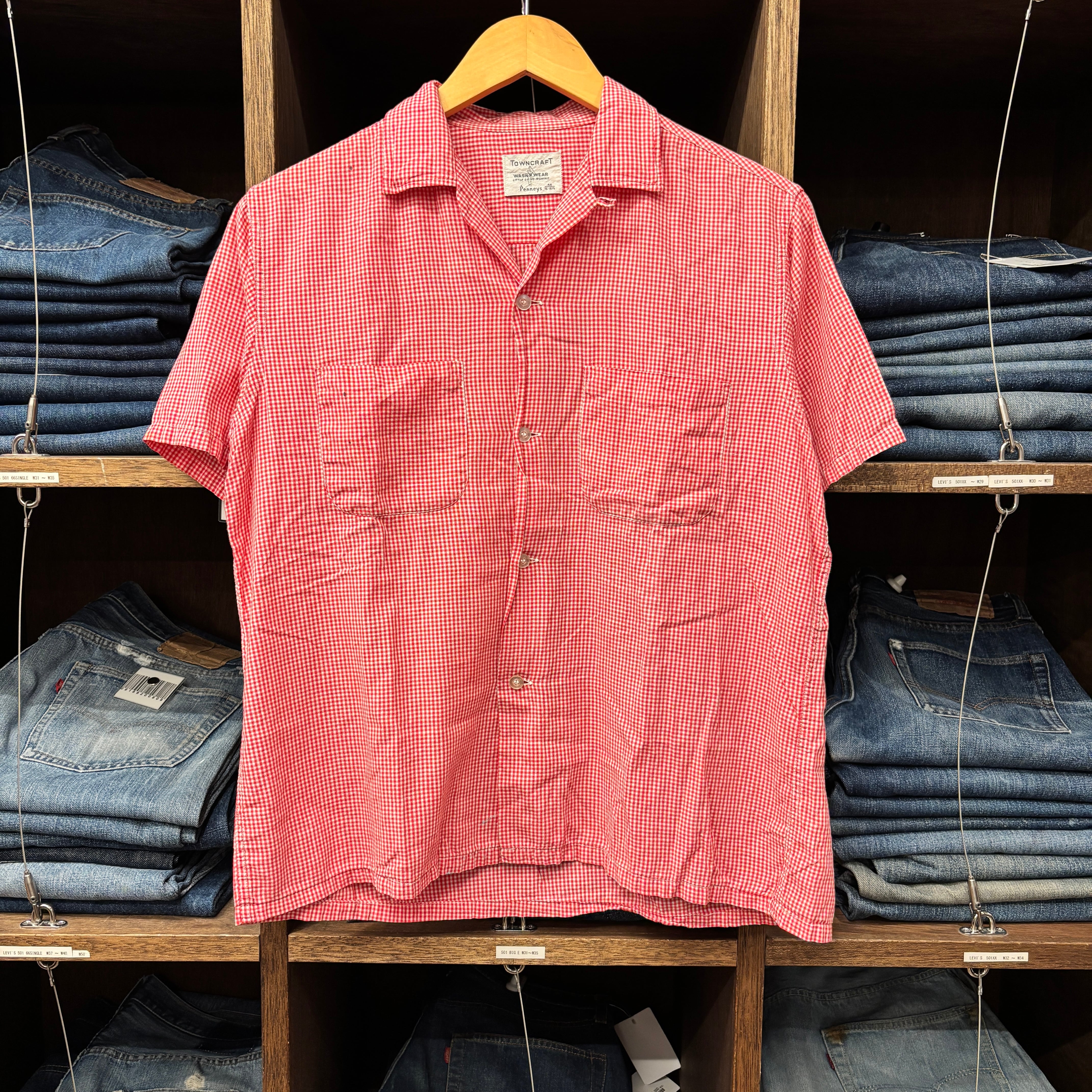 1960'S TOWN CRAFT S/S RED GINGHAMCHECK SHIRT | safarionline