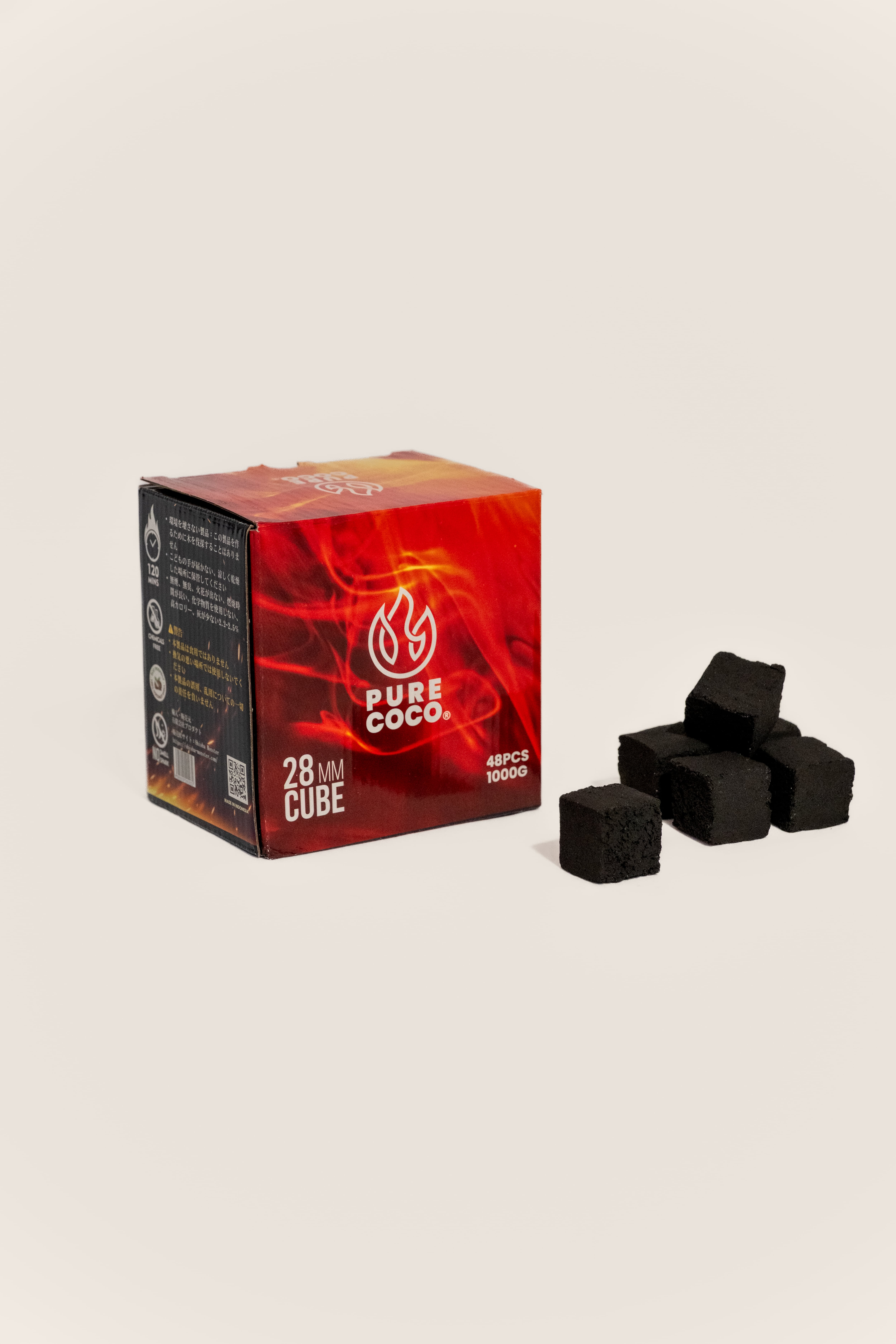 PureCoCo 28mmCUBE シーシャ炭1kg | シーシャブラザーズ