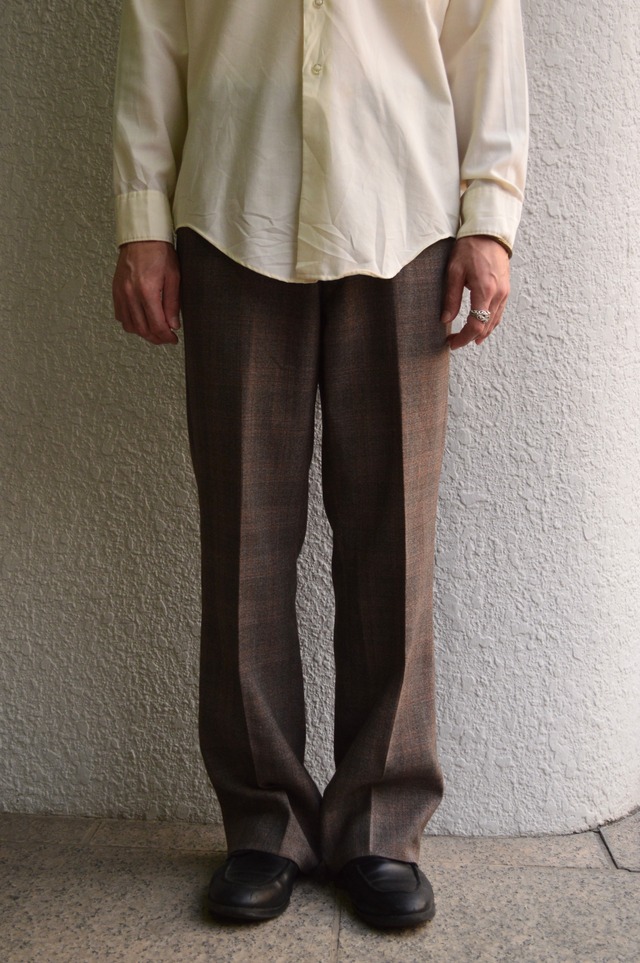 1970's Old Vintage Wool Flare Slacks Prince of Wales Check TALON ZiPPER オールドビンテージ 70s チェックウール フレアスラックス