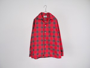 1950’s PENNY’S TOWNCRAFT  DAN RIVER fabric open collar shirt L