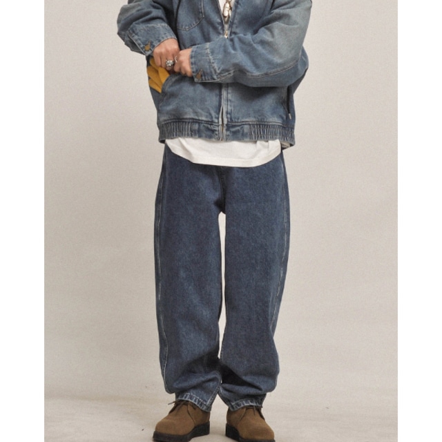 Wide silhouette denim pants C4154